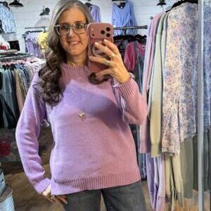 Bright Lavender Round Neck Raglan Sleeve Soft & Cozy Sweater